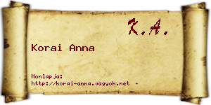 Korai Anna névjegykártya